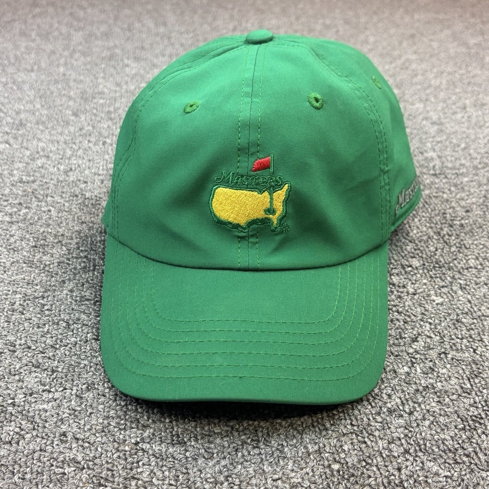 Masters Augusta National Golf Hat Green Rubber Strapback Metallic Logo Rare Cap - Picture 2 of 8